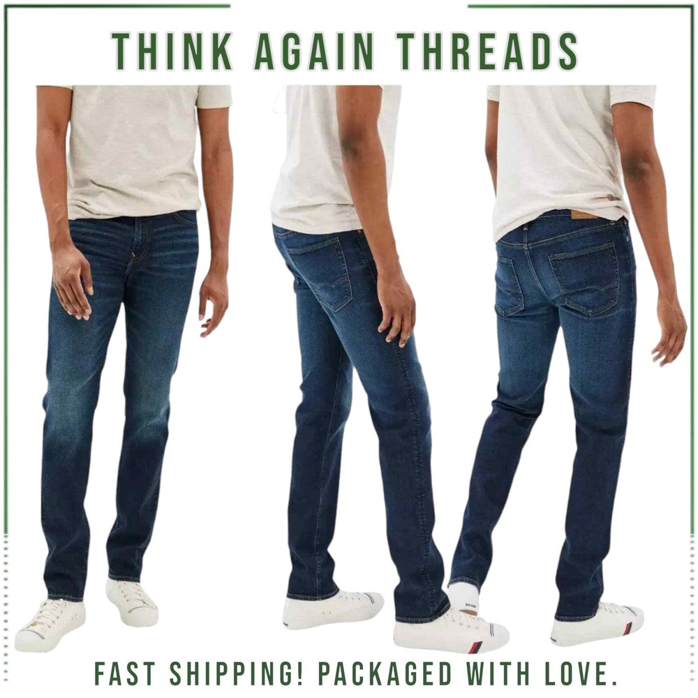 American Eagle Outfitters Men's Extreme Flex Slim Straight Jeans Blue Size 29X32